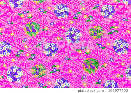 松竹梅日本圖案背景友禪日本紙[粉紅色背景] 105977400