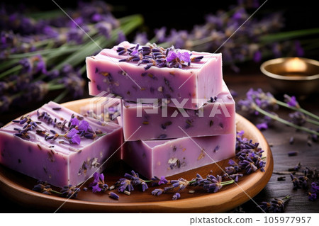 Organic soap with lavender handmade at home 105977957