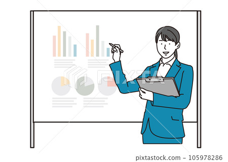 在白板上做演示的女商人 105978286
