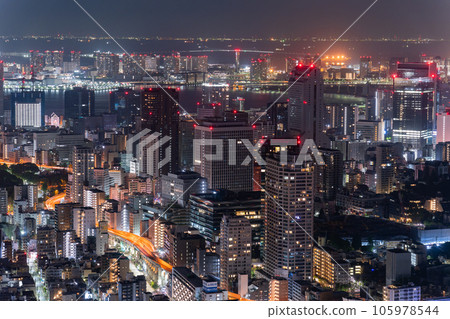 "Tokyo" Tokyo city scenery at midnight 105978544