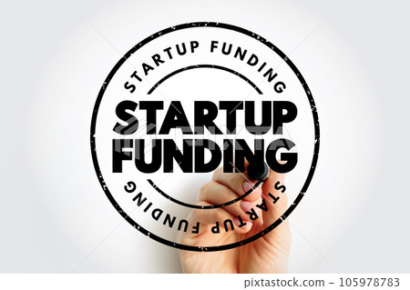 Startup Funding - act of raising capital to support a business venture, text concept stamp 105978783