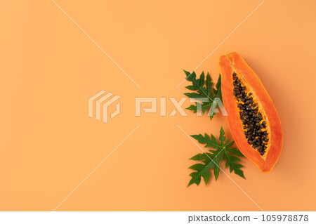 木瓜 水果 夏天 頂視圖 切片 papaya fruit パパイヤ パパイア 105978878