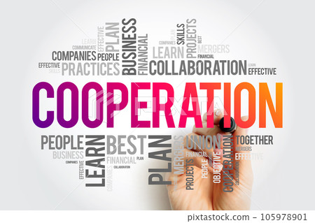 Cooperation word cloud collage, business concept background Cooperation word cloud collage, business concept background 105978901