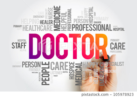 Doctor word cloud collage, healthcare concept background 105978923