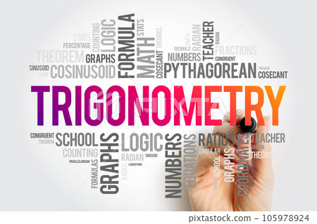 Trigonometry word cloud collage, education concept background 105978924