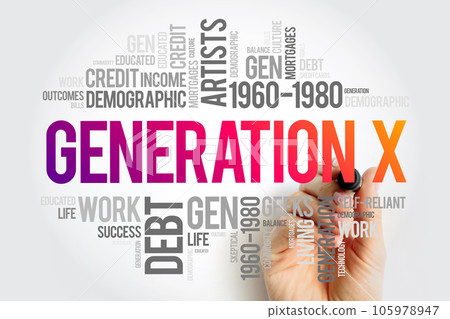 Generation X Word Cloud Concept collage background 105978947