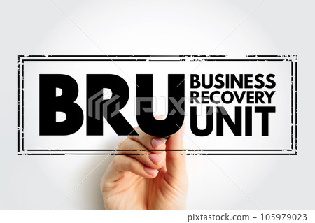 BRU - Business Recovery Unit acronym, business concept stamp 105979023