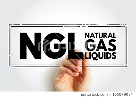NGL Natural Gas Liquids - same family of molecules as natural gas and crude oil, composed exclusively of carbon and hydrogen, acronym text stamp 105979054
