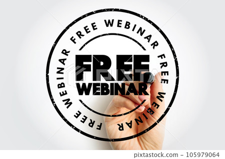 Free Webinar text stamp, concept background 105979064
