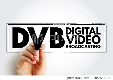 DVB Digital Video Broadcasting - set of international open standards for digital television, acronym text concept stamp 105979247