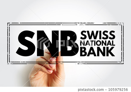 SNB - Swiss National Bank acronym, business concept stamp 105979256