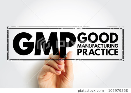 GMP Good Manufacturing Practice - system for ensuring that products are consistently produced and controlled according to quality standards, acronym text stamp GMP Good Manufacturing Practice - system for ensuring that products are consistently produced and controlled according to quality standards, acronym text stamp 105979268
