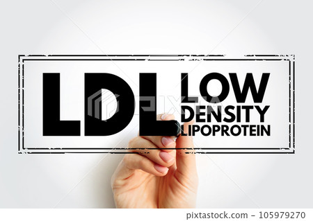 LDL Low-Density Lipoprotein - one of the five major groups of lipoprotein which transport all fat molecules around the body in the extracellular water, acronym text stamp LDL Low-Density Lipoprotein - one of the five major groups of lipoprotein which transport all fat molecules around the body in the extracellular water, acronym text stamp 105979270