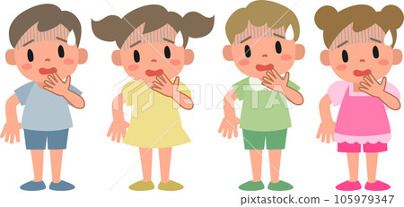 害怕的男孩和女孩插圖集 105979347