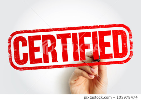 Certified text stamp, business concept background 105979474