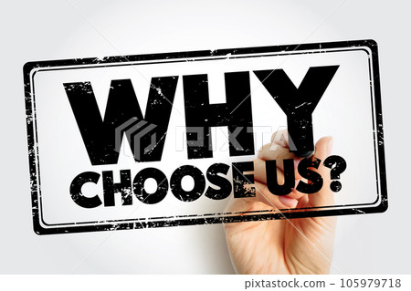 Why Choose Us Question text stamp, concept background 105979718