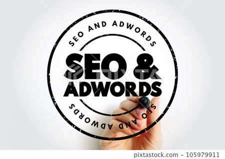 Seo and Adwords text stamp, business concept background 105979911