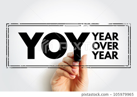 YOY - Year Over Year is a method of evaluating two or more measured events to compare the results, acronym text concept stamp YOY - Year Over Year is a method of evaluating two or more measured events to compare the results, acronym text concept stamp 105979965