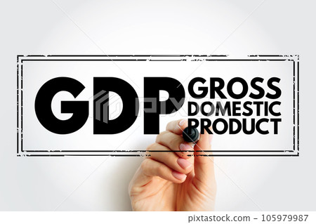 GDP Gross Domestic Product - monetary measure of the market value of all the final goods and services produced in a specific time period by countries, acronym text concept stamp 105979987