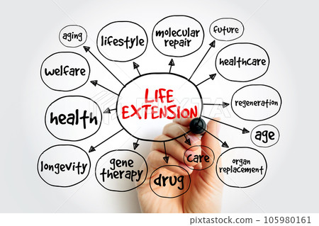 Life extension mind map, concept for presentations and reports Life extension mind map, concept for presentations and reports 105980161