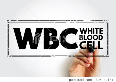 WBC White Blood Cell - cellular component of blood that helps defend the body against infection, acronym text stamp concept background 105980174
