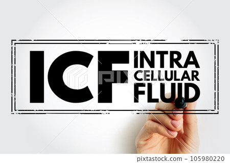 ICF Intracellular fluid is the fluid contained within cells, acronym text stamp concept background ICF Intracellular fluid is the fluid contained within cells, acronym text stamp concept background 105980220