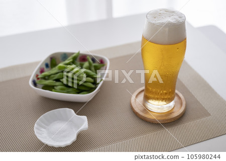 Summer classic edamame and beer Summer classic edamame and beer 105980244