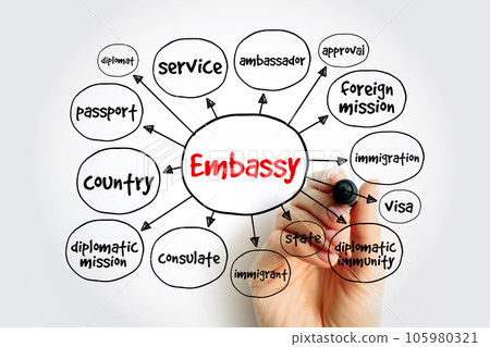 Embassy mind map, concept for presentations and reports 105980321