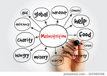 Malnutrition mind map, health concept for presentations and reports Malnutrition mind map, health concept for presentations and reports 105980506