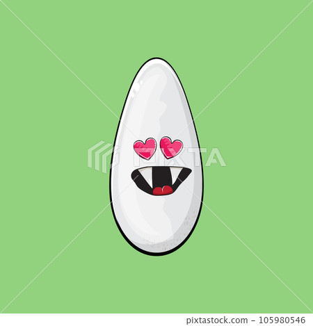 Rice character. Cartoon rice grain characters isolated on green background. Funky rice character with eyes and mouth. Vector white rice clip art, emoji, label and sticker Rice character. Cartoon rice grain characters isolated on green background. Funky rice character with eyes and mouth. Vector white rice clip art, emoji, label and sticker 105980546