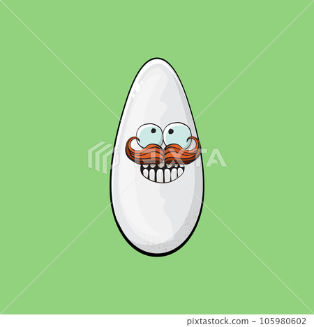 Rice character. Cartoon rice grain characters isolated on green background. Funky rice character with eyes and mouth. Vector white rice clip art, emoji, label and sticker Rice character. Cartoon rice grain characters isolated on green background. Funky rice character with eyes and mouth. Vector white rice clip art, emoji, label and sticker 105980602