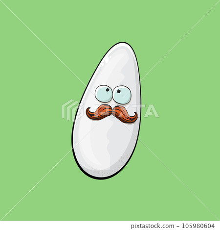 Rice character. Cartoon rice grain characters isolated on green background. Funky rice character with eyes and mouth. Vector white rice clip art, emoji, label and sticker Rice character. Cartoon rice grain characters isolated on green background. Funky rice character with eyes and mouth. Vector white rice clip art, emoji, label and sticker 105980604