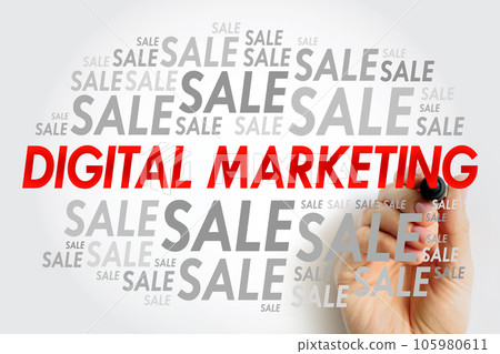 Digital Marketing sale word cloud collage, business concept background 105980611