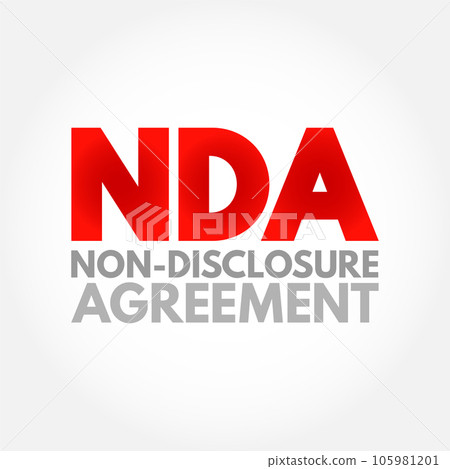 NDA Non-Disclosure Agreement - legal contract between two parties that outlines confidential material, acronym text concept background 105981201