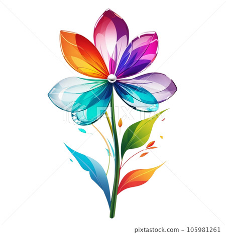 Abstract Glass Vibrant Colorful Flower  105981261