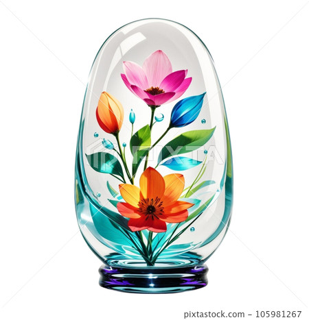 Abstract Glass Vibrant Colorful Flower  105981267