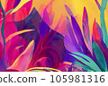 colourfull painting of plant life abstract background that is natural and calming 105981316