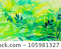 colourfull painting of plant life abstract background that is natural and calming 105981327