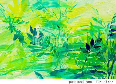 colourfull painting of plant life abstract background that is natural and calming 105981327