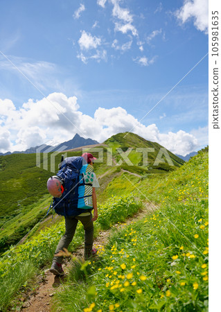 Climbers walking towards Mt. Climbers walking towards Mt. 105981635