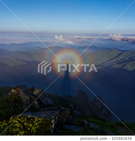 Double Rainbow Brocken Phenomenon on Mt. Sugoroku 105981639