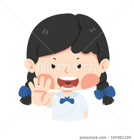 Cute girl student serious showing stop hand sign 105982199