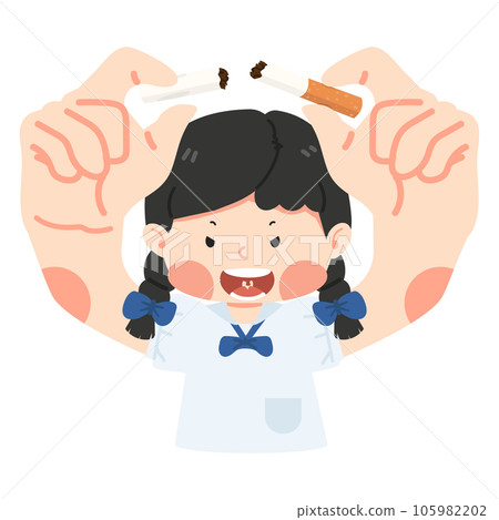 Kid girl breaking cigarette cartoon Kid girl breaking cigarette cartoon 105982202
