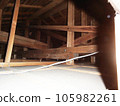 Roof truss beams and braces in the attic of a Japanese house 105982261