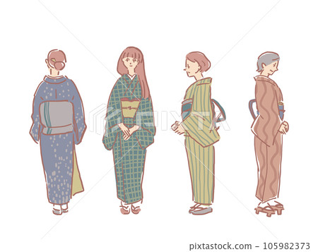四個穿著和服的女人 105982373