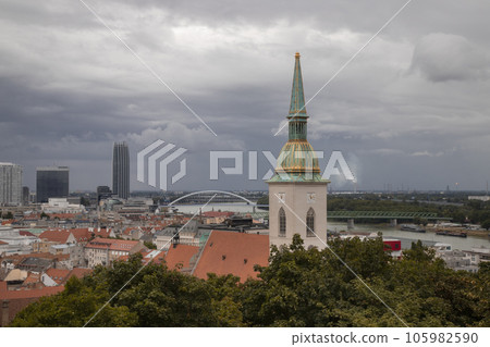 Panoramic view of Bratislava Old Town in Slovakia 105982590