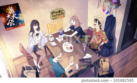 Summer vacation with childhood friend and cafe 105982595