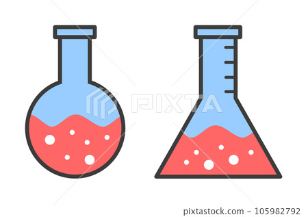用於化學和液體實驗的玻璃燒瓶的插圖 105982792
