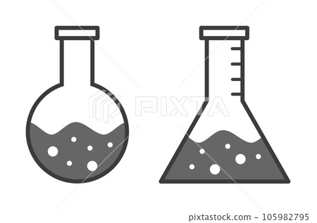 用於化學和液體實驗的玻璃燒瓶的插圖 105982795