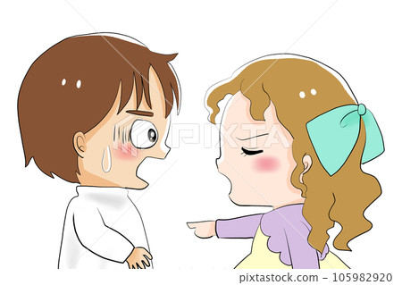 Woman pointing out man's mistake 105982920